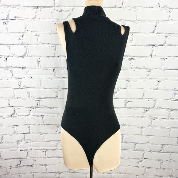 Free people Nothing But Rib Thong Bodysuit Black Medium Shoulder Cutouts - Picture 5 of 13